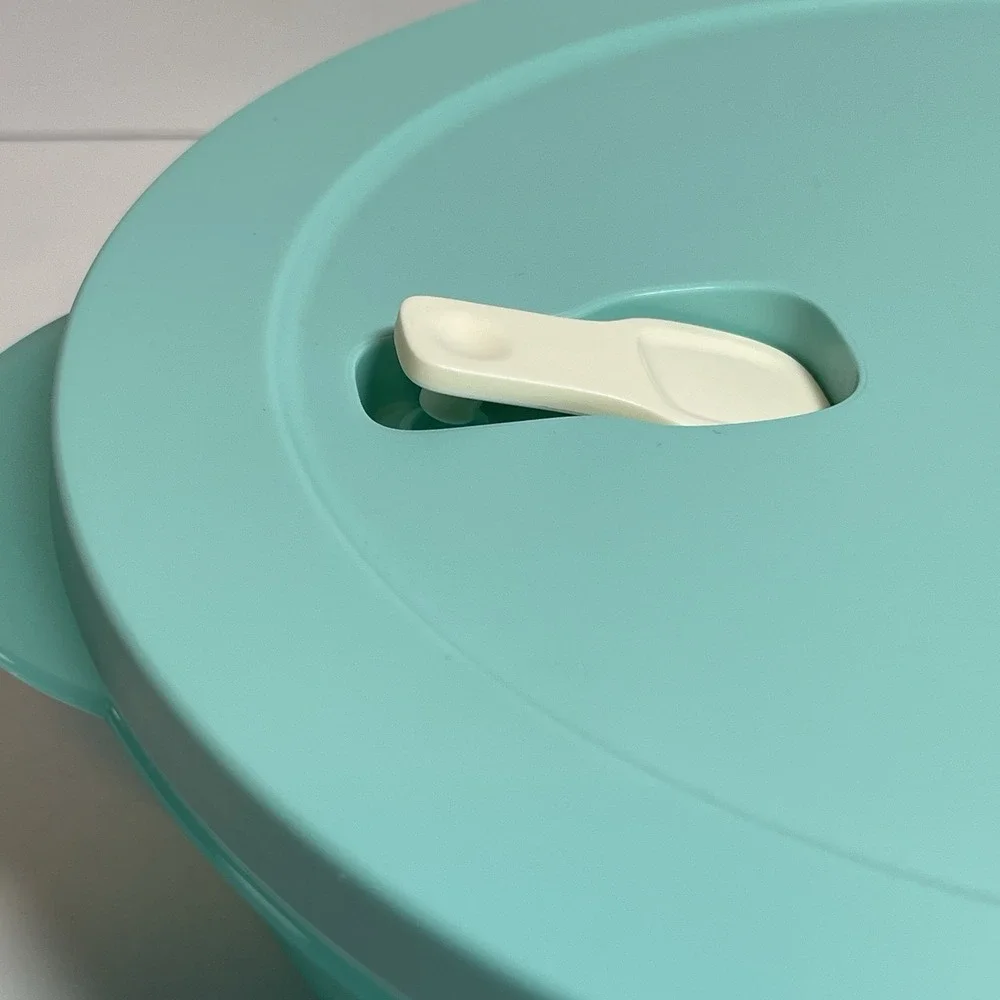 Tupperware Crystal Wave Plus #3284C Divided Container Dish w/ Lid Teal Blue Nice